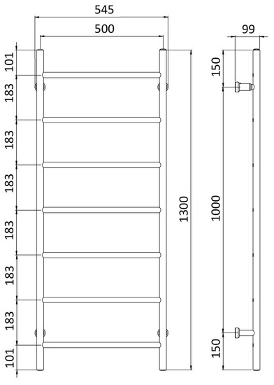 Pyyhekuivain REJ Design Tango sähkö E 50130 kromi 75 W