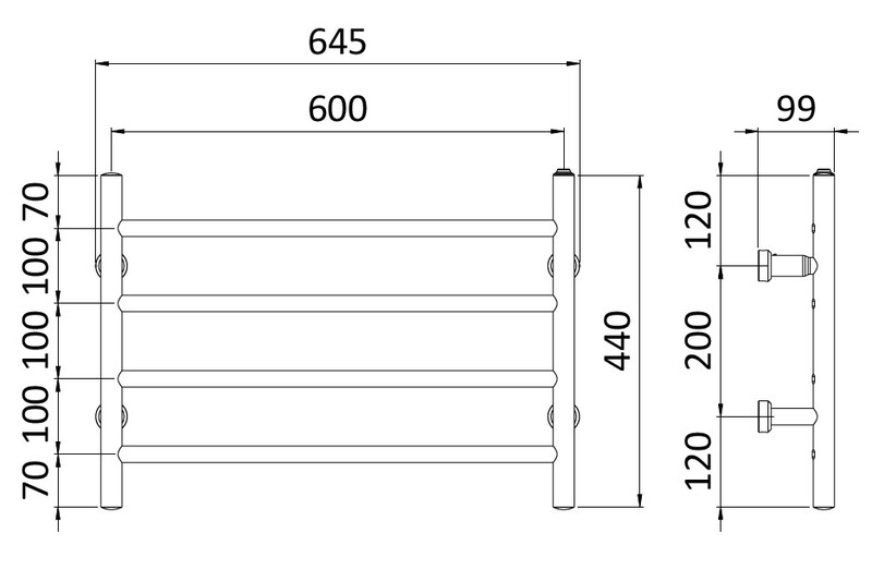 Pyyhekuivain REJ Design Largo sähkö E 60444 musta  50W