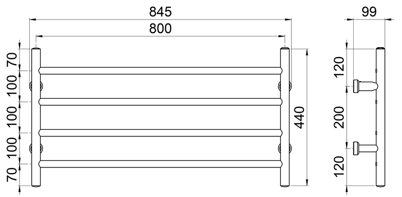Pyyhekuivain REJ Design Largo sähkö E 80444 kromi  60W