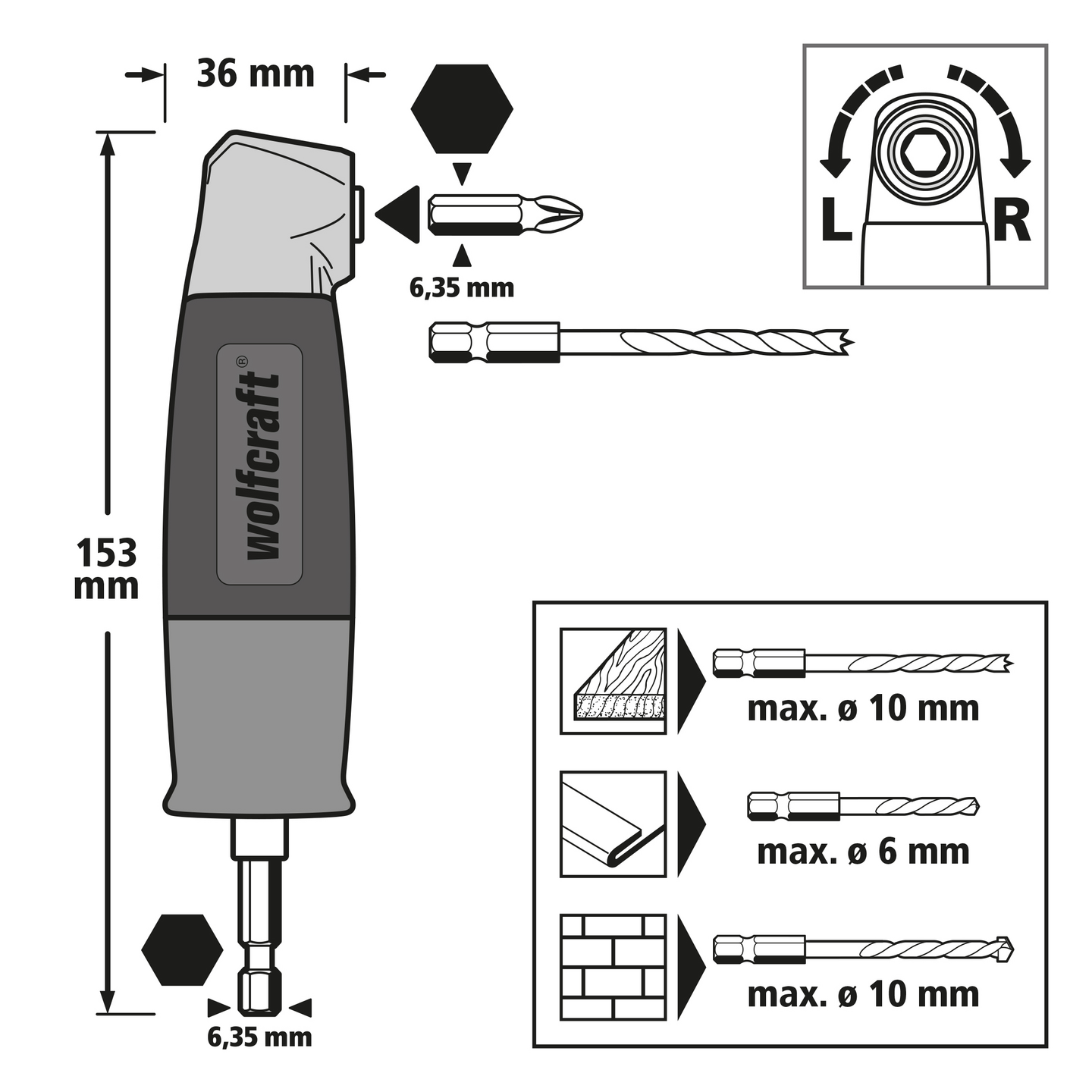 Kulmavaihde Wolfcraft 90°