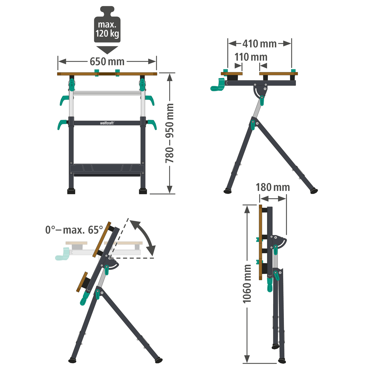 Työpöytä Wolfcraft Master 650 Ergo