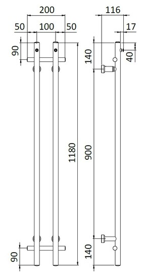 Pyyhekuivain REJ Design Vivo sähkö E 20122 musta 40W