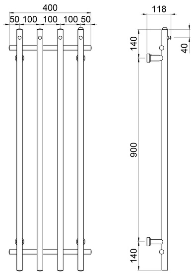 Pyyhekuivain REJ Design Vivo sähkö E 40124 musta 75 W