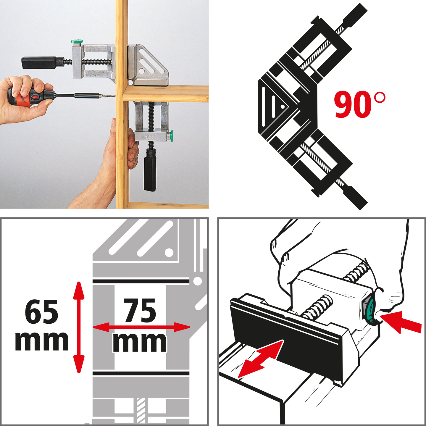 Kulmapuristin Wolfcraft Spannmobil