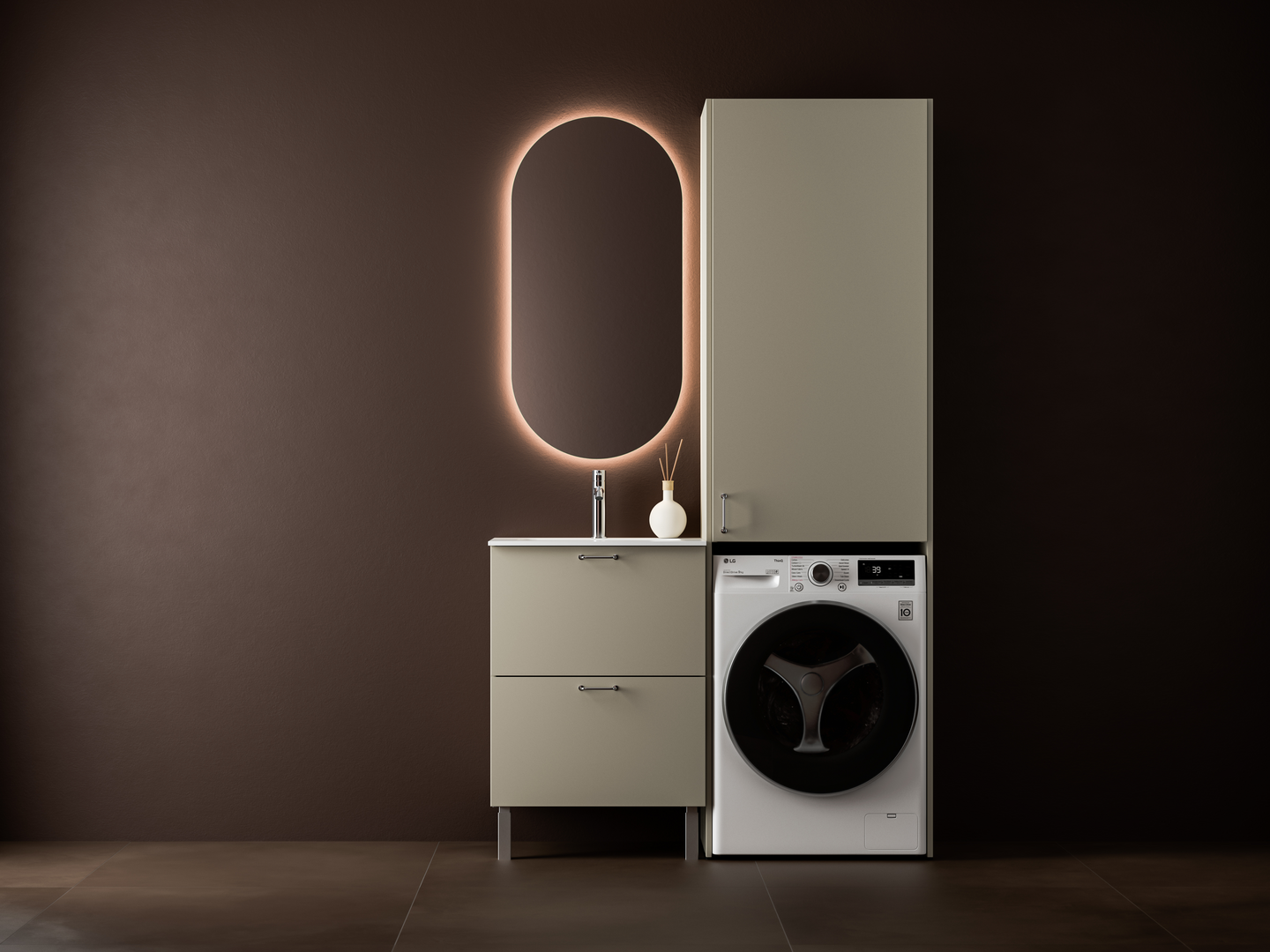 Pesukonekaappi Temal Ergo Storage 60x43x210,8cm vasenkätinen