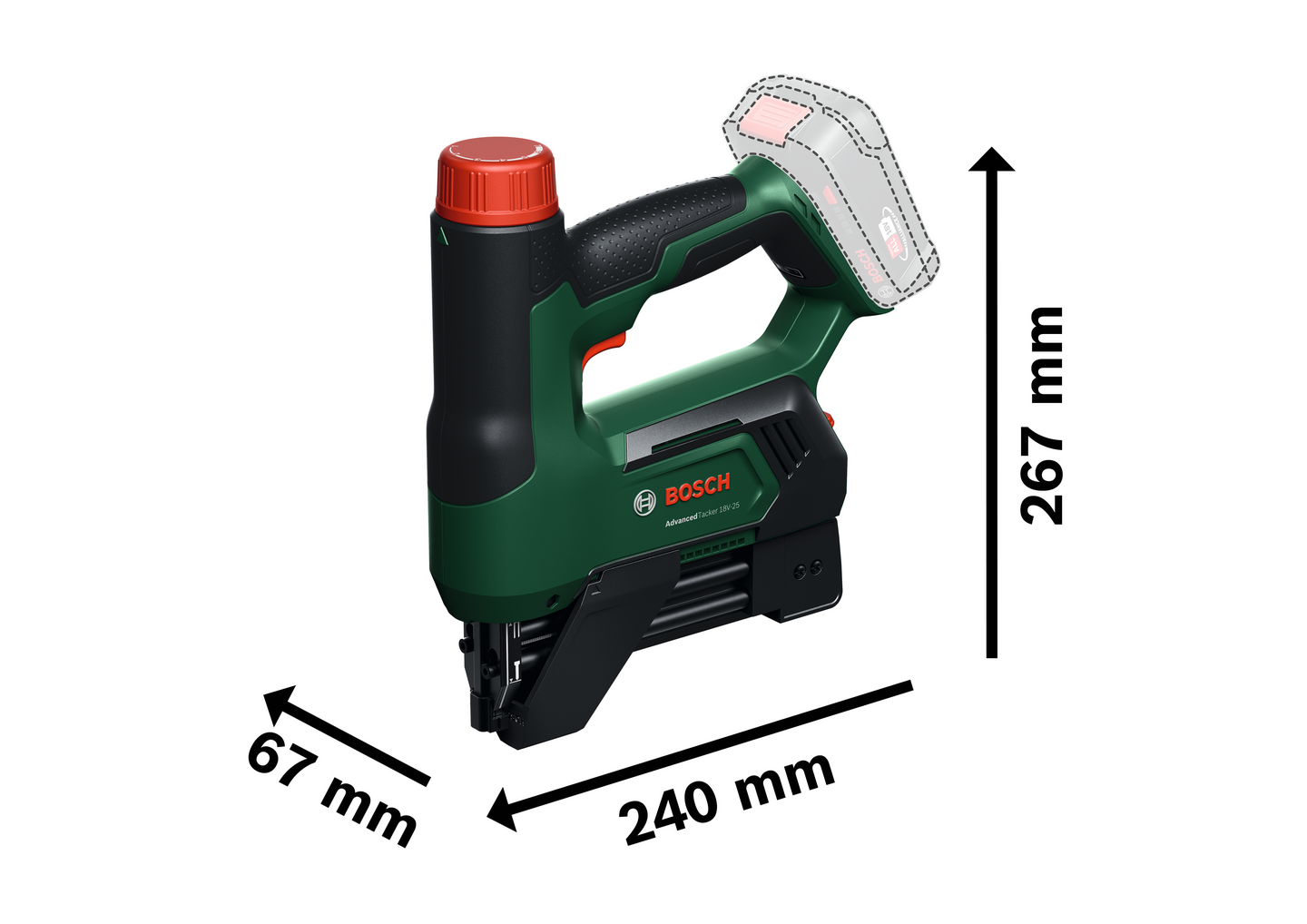 Akkuyhdistelmänaulain Bosch AdvancedTacker 18V-25 Solo
