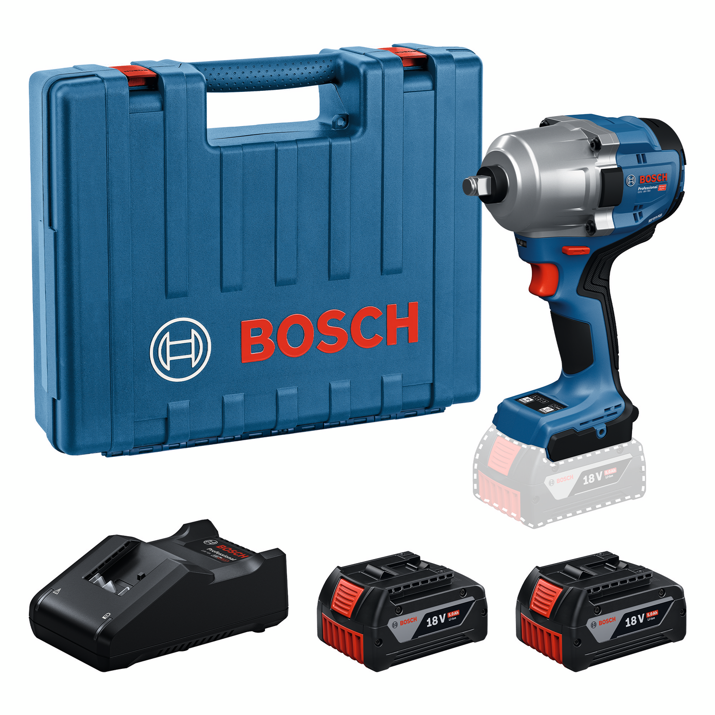 Akkuiskumutterinväännin Bosch GDS 18V-780 2x5,0Ah Case