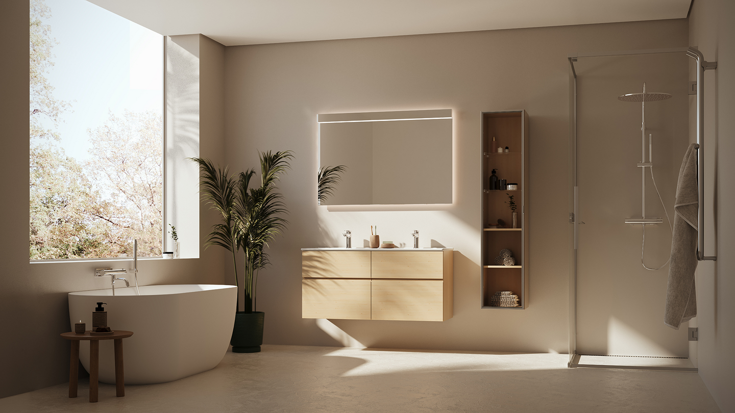 TVÄTTSTÄLL SVEDBERGS HAV DUBBEL VIT, 122X14,5X46,4CM