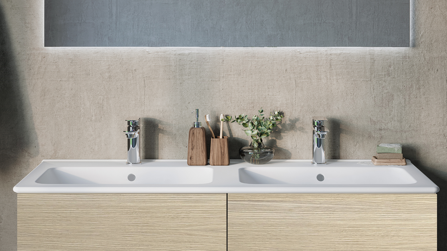 TVÄTTSTÄLL SVEDBERGS HAV DUBBEL VIT, 122X14,5X46,4CM