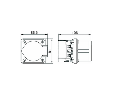 Listapistorasia OBO Bettermann 16A voimapistorasia kojerasialla