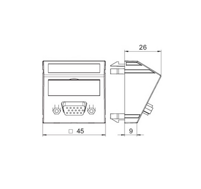 Kanava AV-rasia OBO Bettermann VGA-adapterilla vino 45x45mm puhtaanvalkoinen