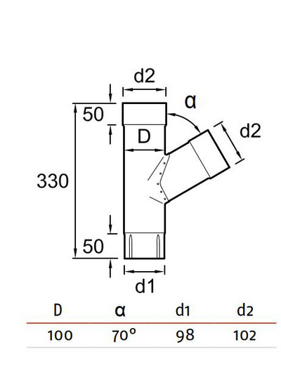 Syöksyputken Y-haara Ruukki 100/70mm