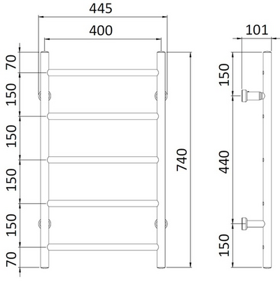 Pyyhekuivain REJ Design Tango sähkö E 40745 kromi 65W