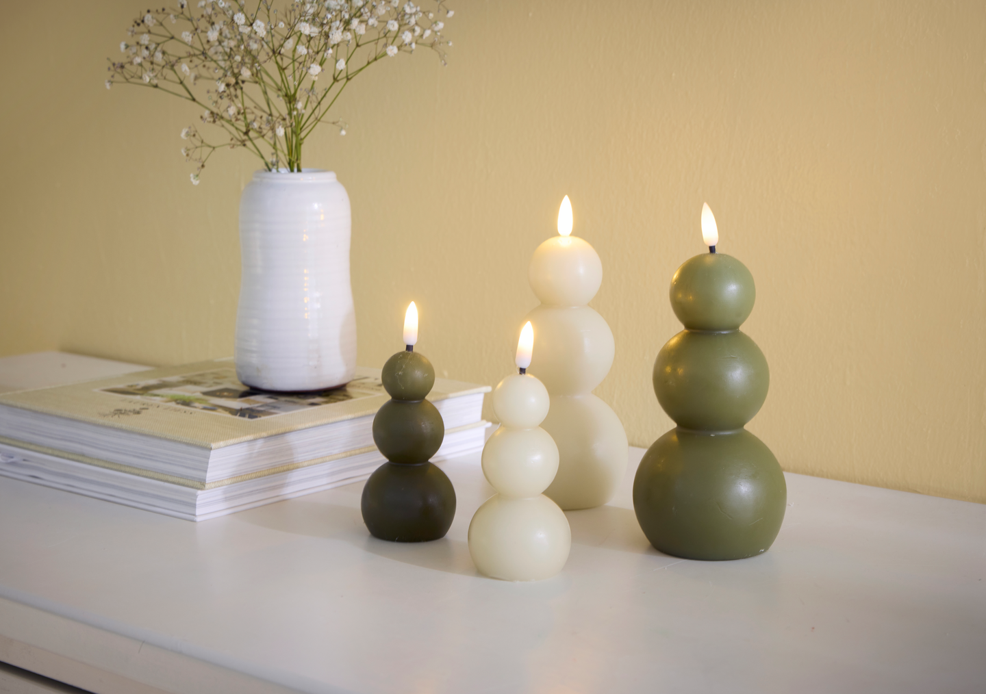 Led-kynttilä Cello Pampula 16,5cm vihreä