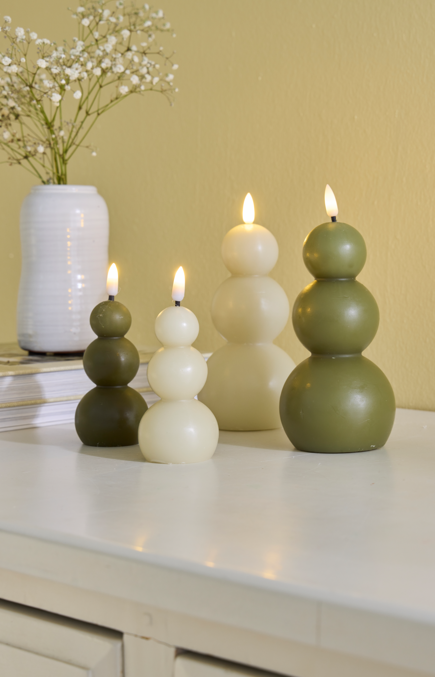 Led-kynttilä Cello Pampula 11cm antiikinvalkoinen