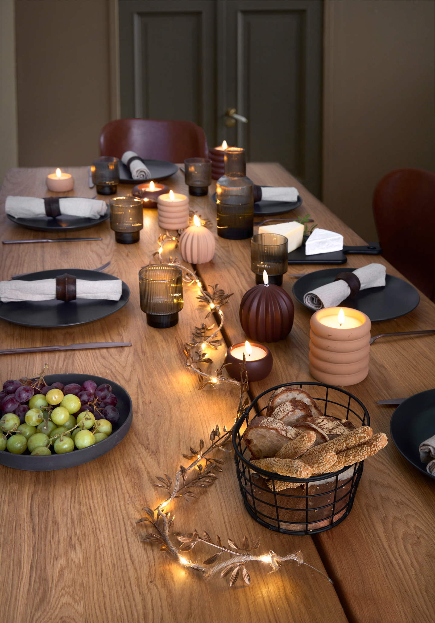 Led kynttilä Cello Pleat 10cm tummanruskea