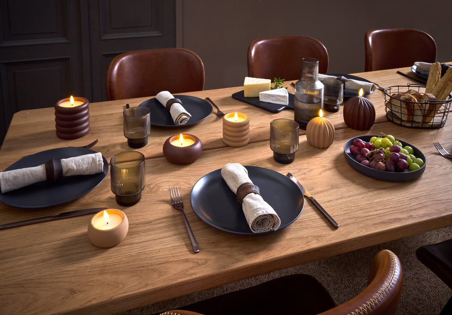 Led kynttilä Cello Pleat 10cm tummanruskea