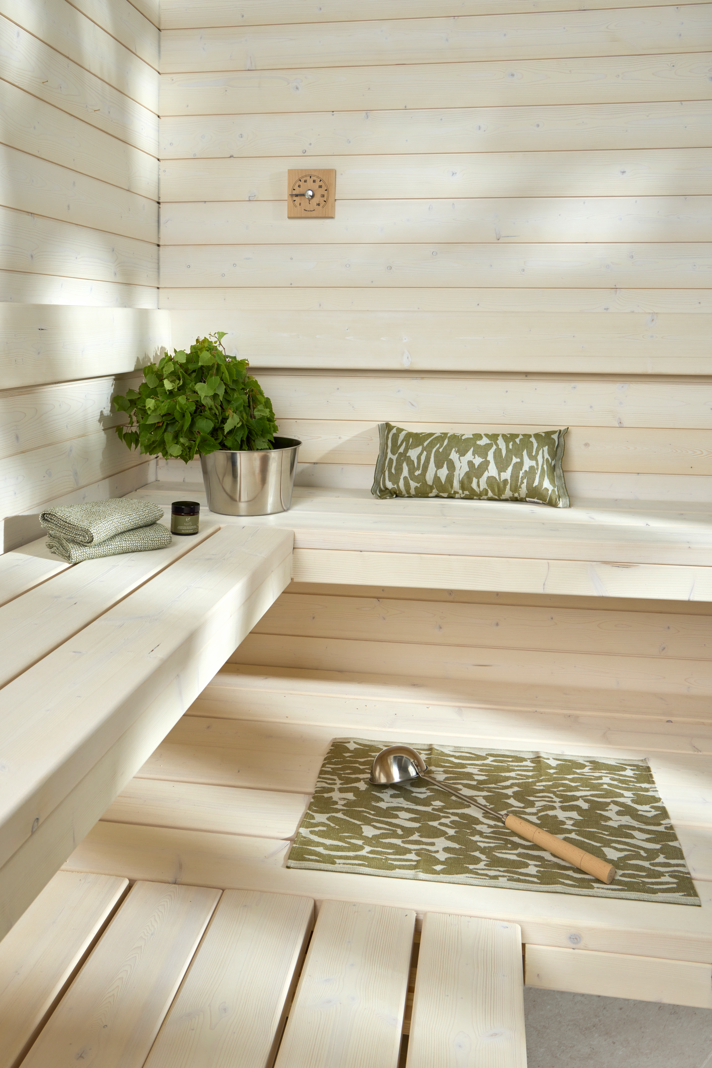 Saunapaneeli Cello Lauha 14x120x2070 kuusi STS4 päätypontattu vaalea harjattu