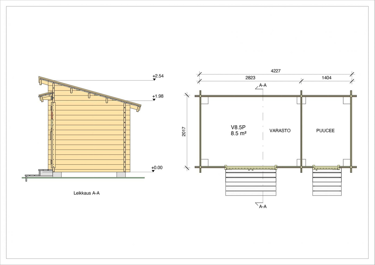 Varasto-puucee Kannala 8,5m² VP8,5P