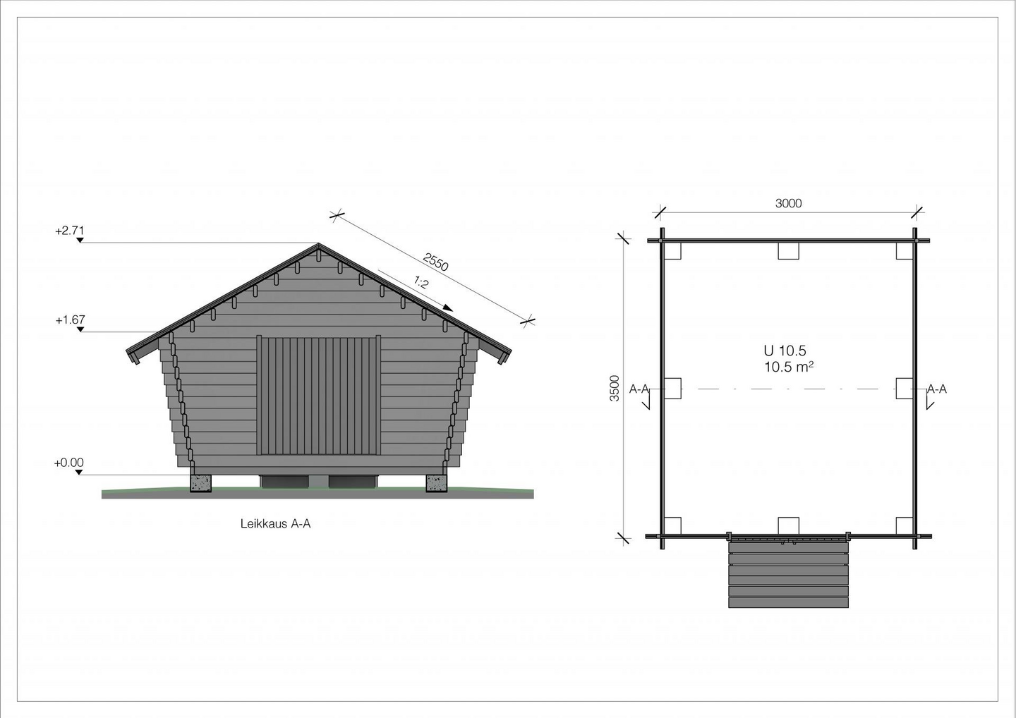 Hirsilato Kannala 10,5 m² umpiseinä
