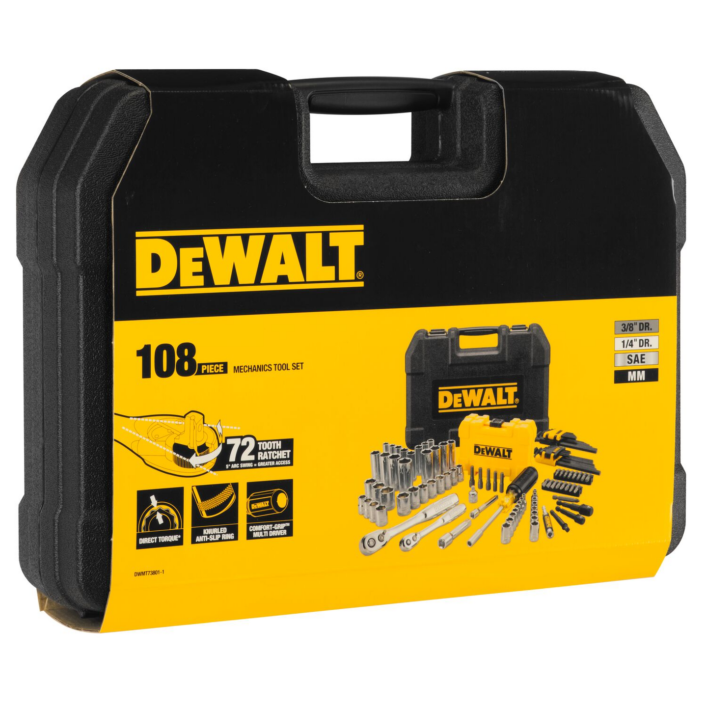 Mekaanikon työkalusarja Dewalt 1/4" 3/8" 108kpl