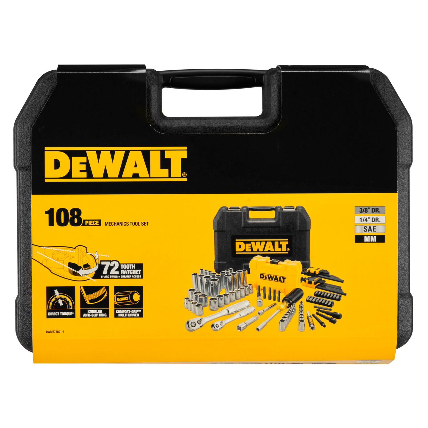 Mekaanikon työkalusarja Dewalt 1/4" 3/8" 108kpl