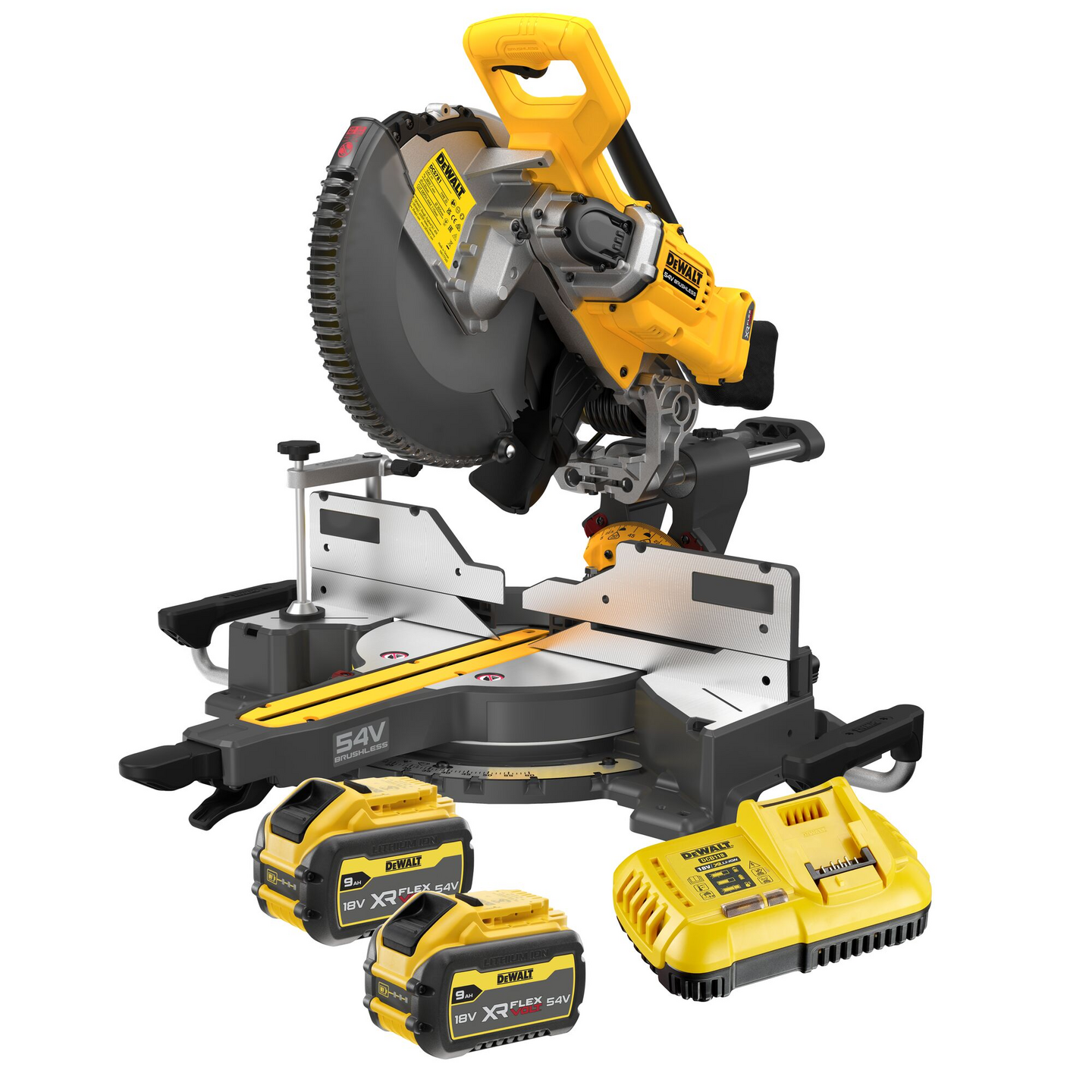 Akkukatkaisu- ja jiirisaha DeWalt DCS781X2 54V 305mm XR 2X9,0Ah