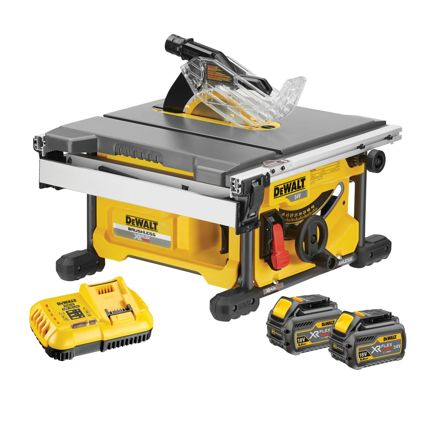 Akkupöytäsaha DeWalt DCS7485T2 54V 2x6,0Ah XR Flexvolt