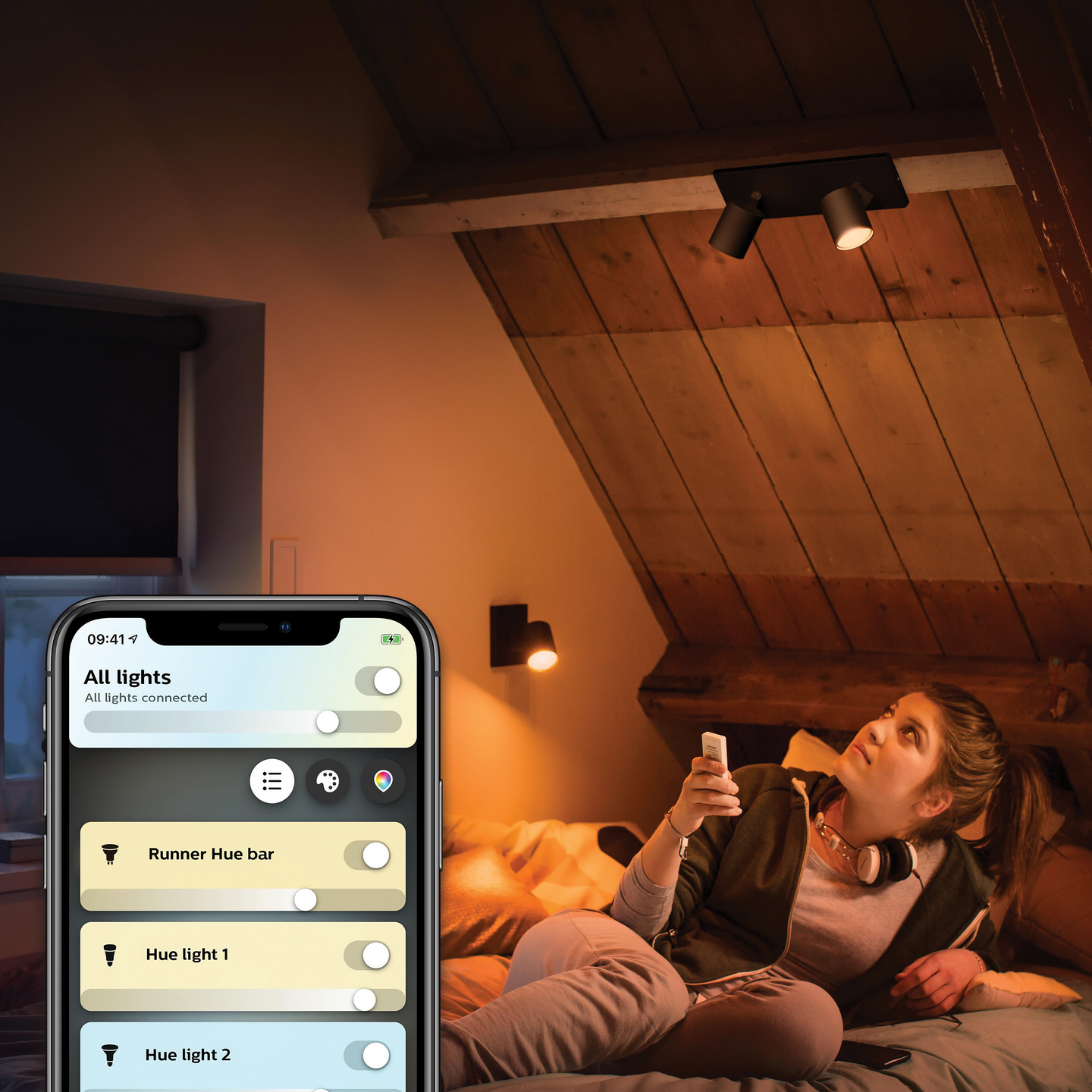 Kohdevalaisin Philips Hue Runner 2x4.2 W 800l 2200-6500K Musta