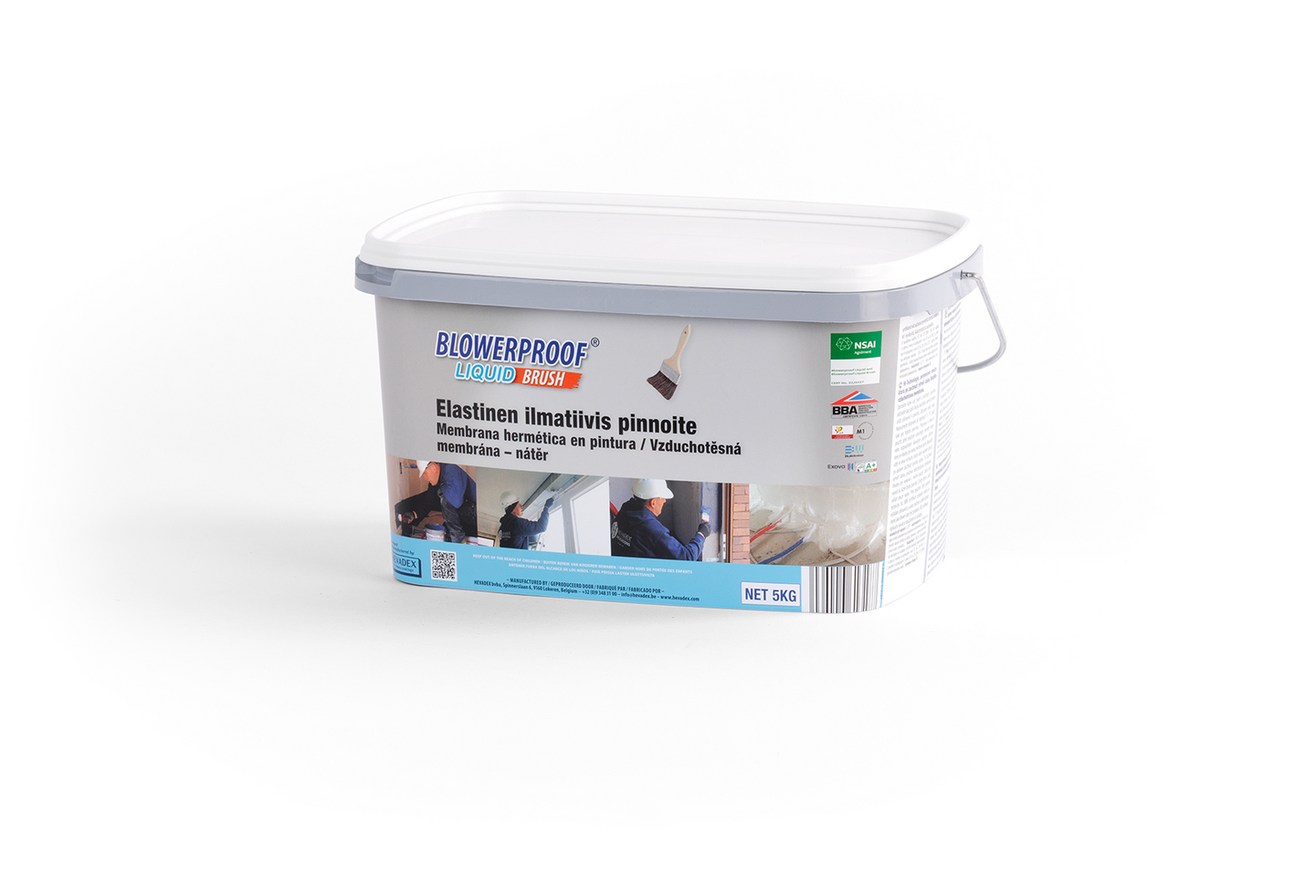 Tiivistyspinnoite BLOWERPROOF® LIQUID BRUSH siveltävä valkoinen 5kg