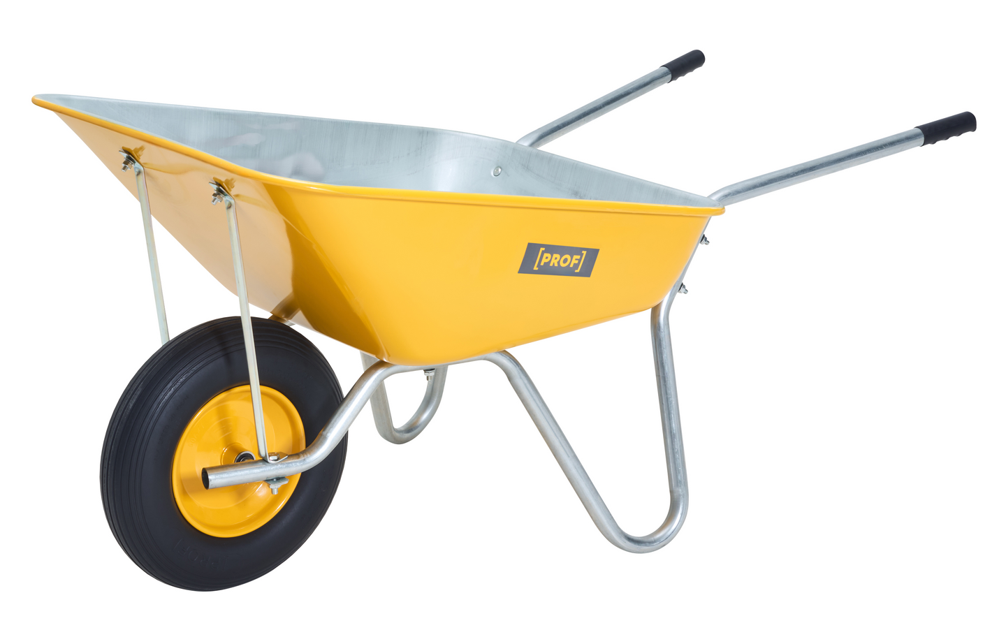 Kottikärryt Prof 120L keltainen puhkeamattomalla renkaalla