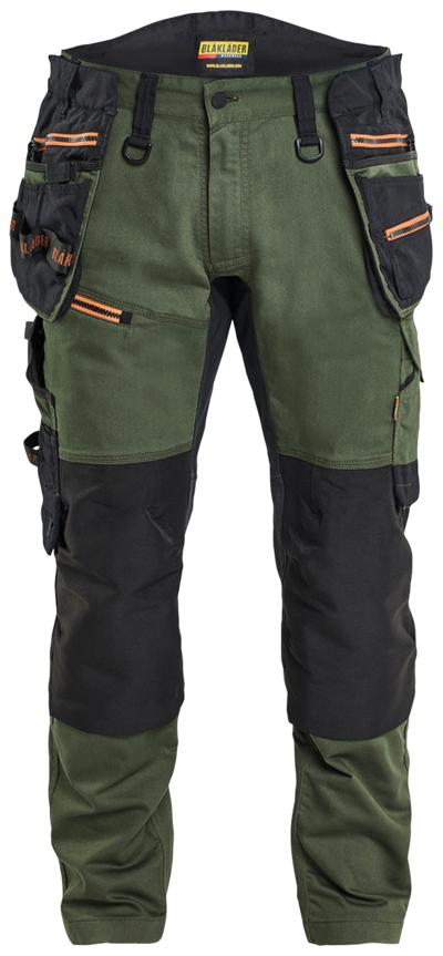 HANTVERKSBYXA BLÅKLÄDER MED STRETCH, SKOGSGRÖN/ROST C50