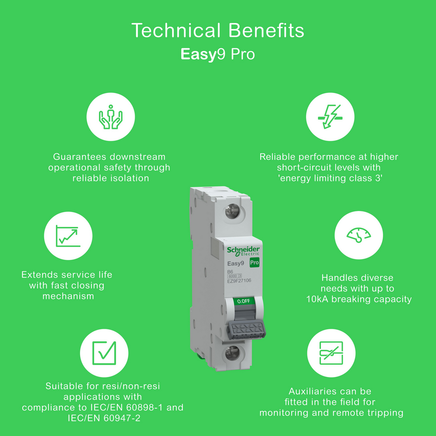 Johdonsuojakatkaisija Schneider Electric Easy9 MCB 1b6 6kA