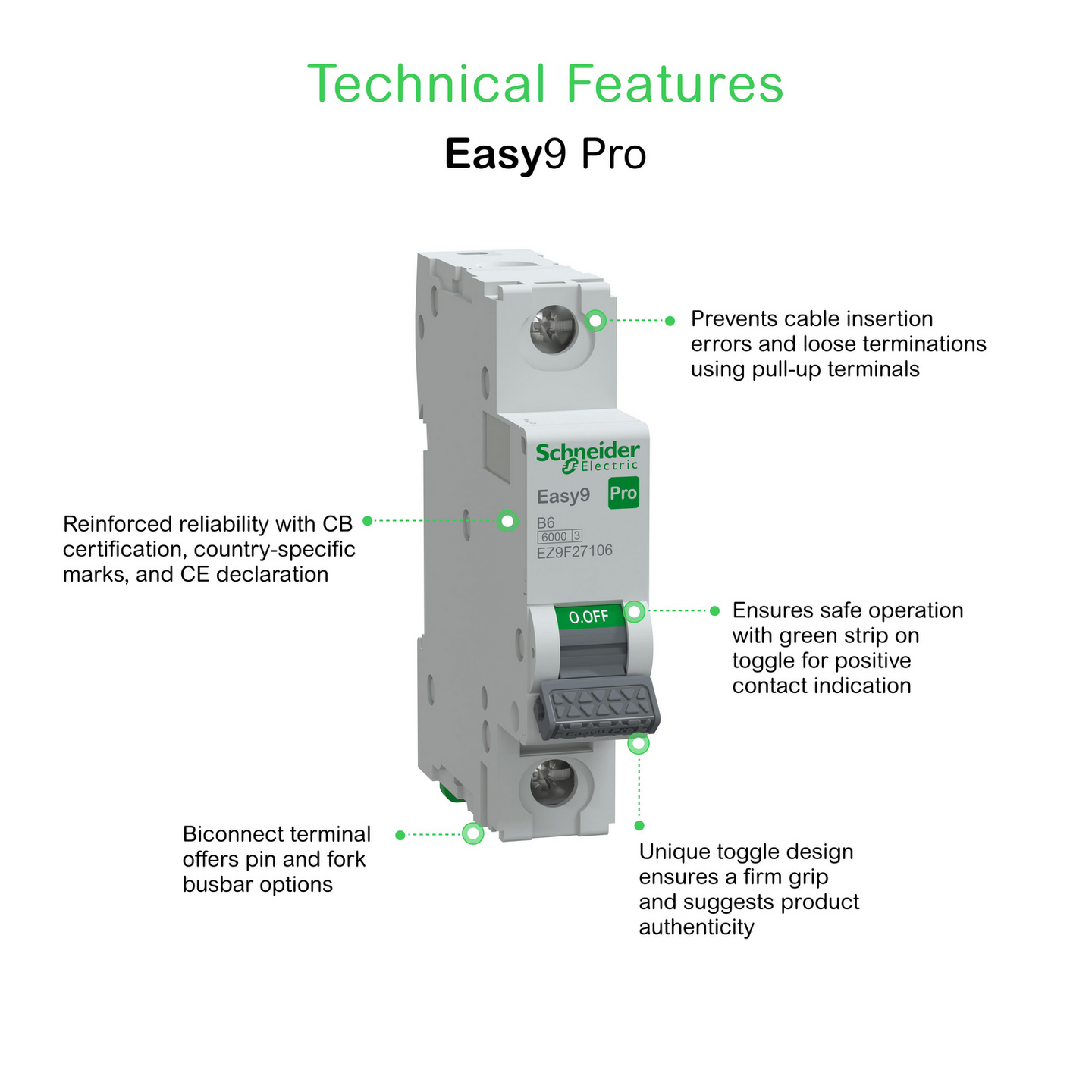 Johdonsuojakatkaisija Schneider Electric Easy9 MCB 1b6 6kA
