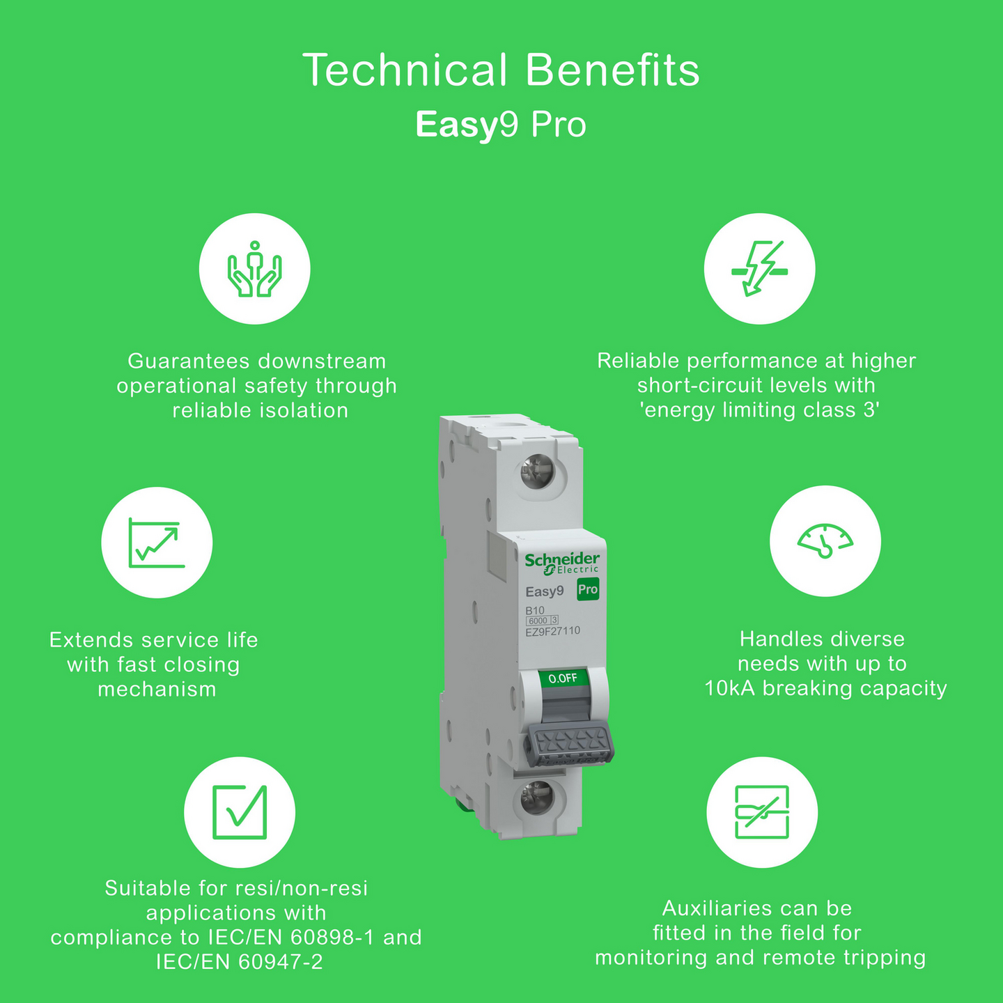 Johdonsuojakatkaisija Schneider Electric Easy9 MCB 1b10 6kA