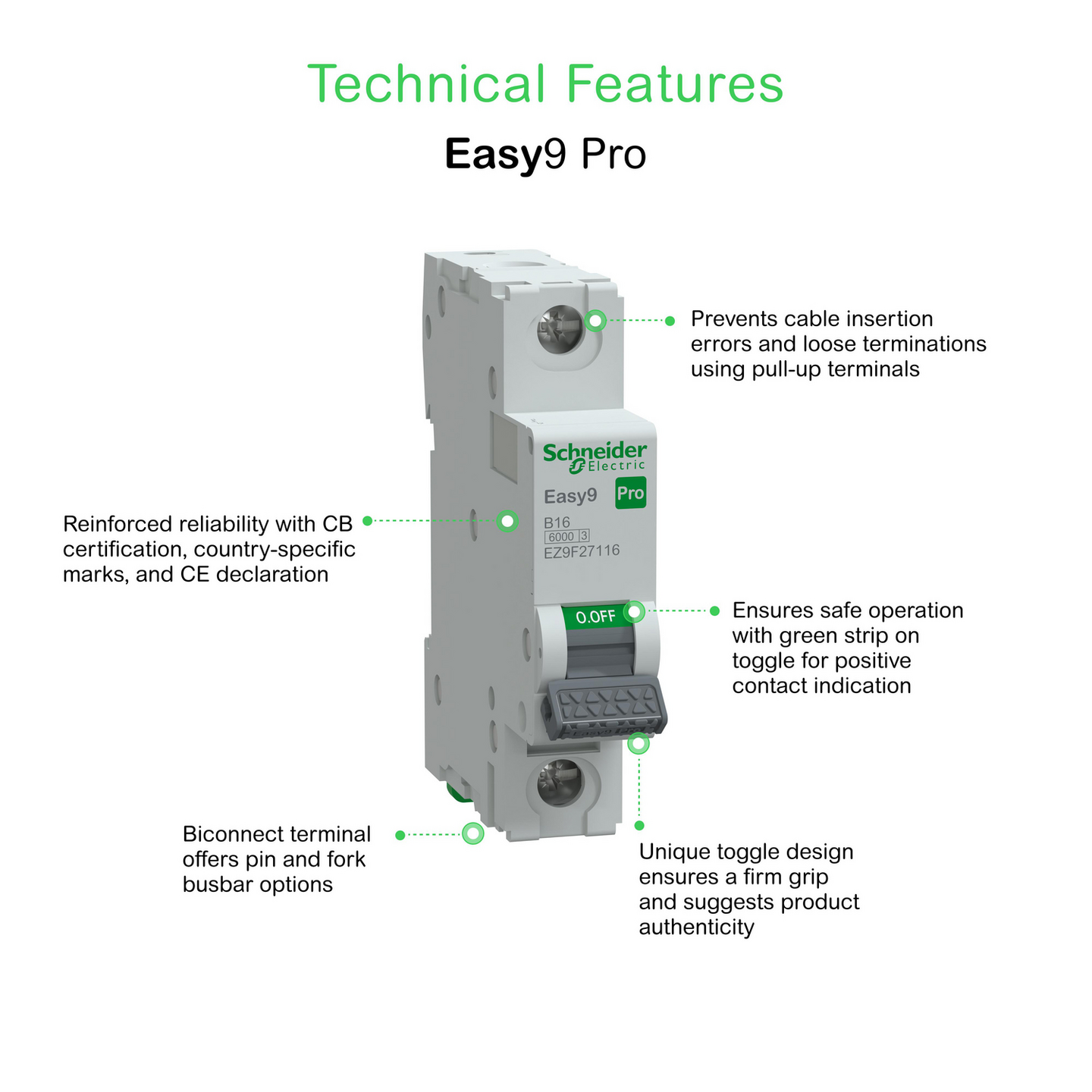 Johdonsuojakatkaisija Schneider Electric Easy9 MCB 1b16 6kA