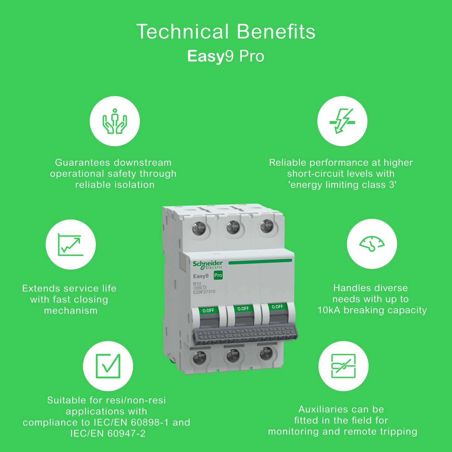 Johdonsuojakatkaisija Schneider Electric Easy9 MCB 3b10 6kA