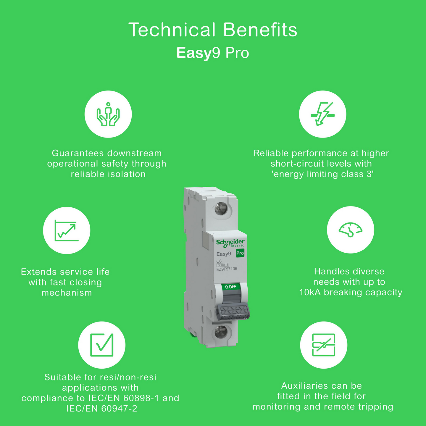 Johdonsuojakatkaisija Schneider Electric Easy9 MCB 1c6 6kA