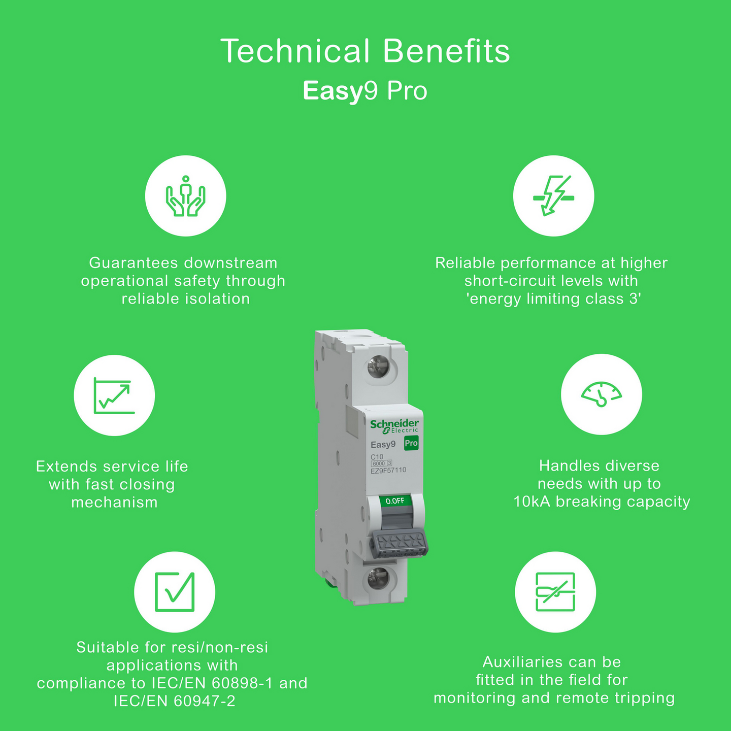 Johdonsuojakatkaisija Schneider Electric Easy9 MCB 1c10 6kA