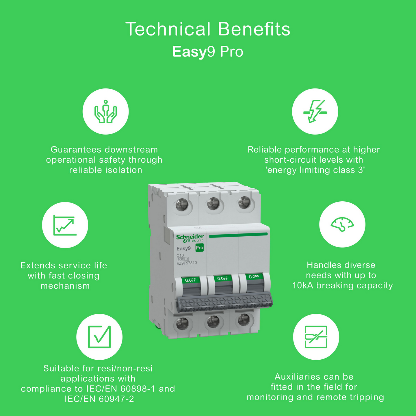 Johdonsuojakatkaisija Schneider Electric Easy9 MCB 3c10 6kA