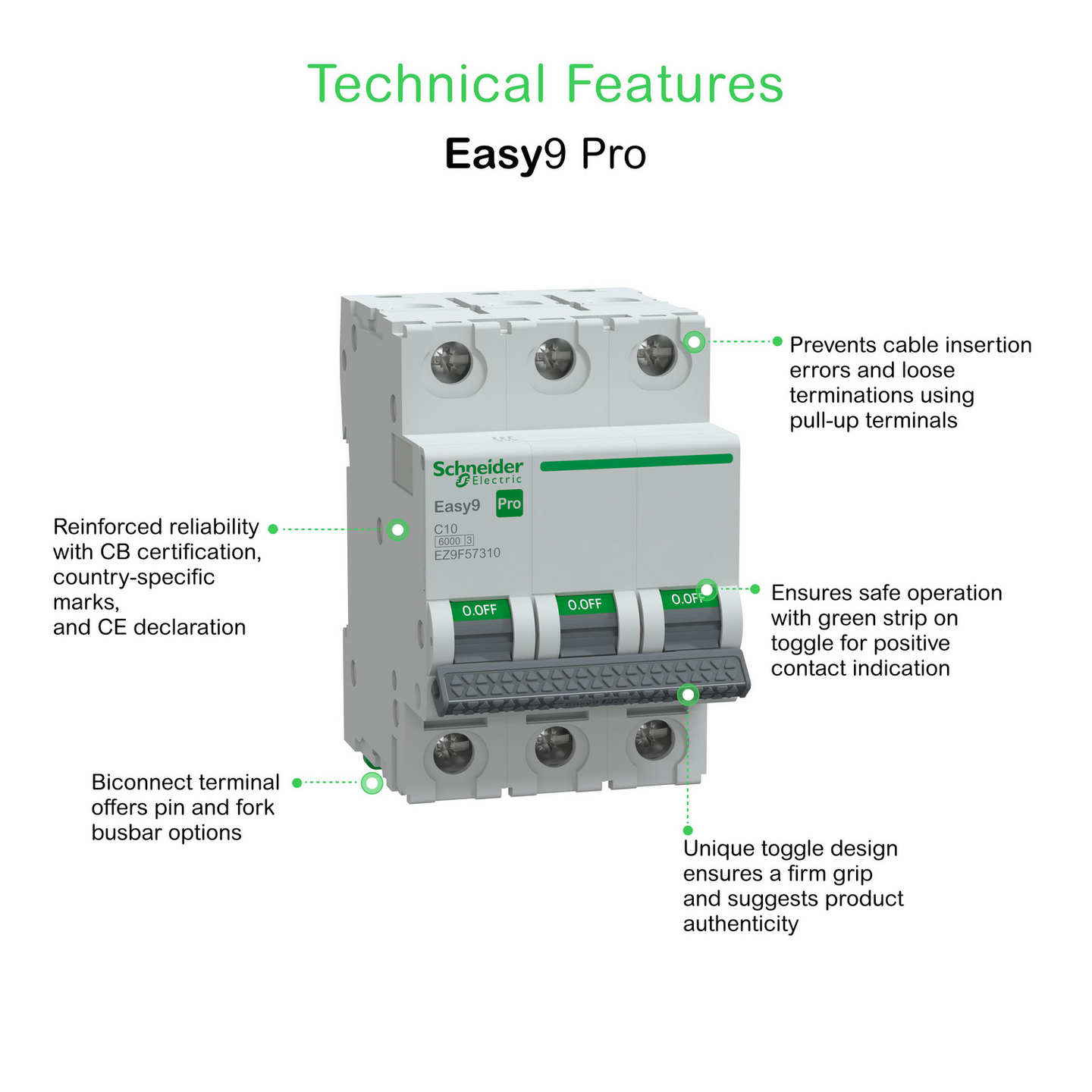 Johdonsuojakatkaisija Schneider Electric Easy9 MCB 3c10 6kA