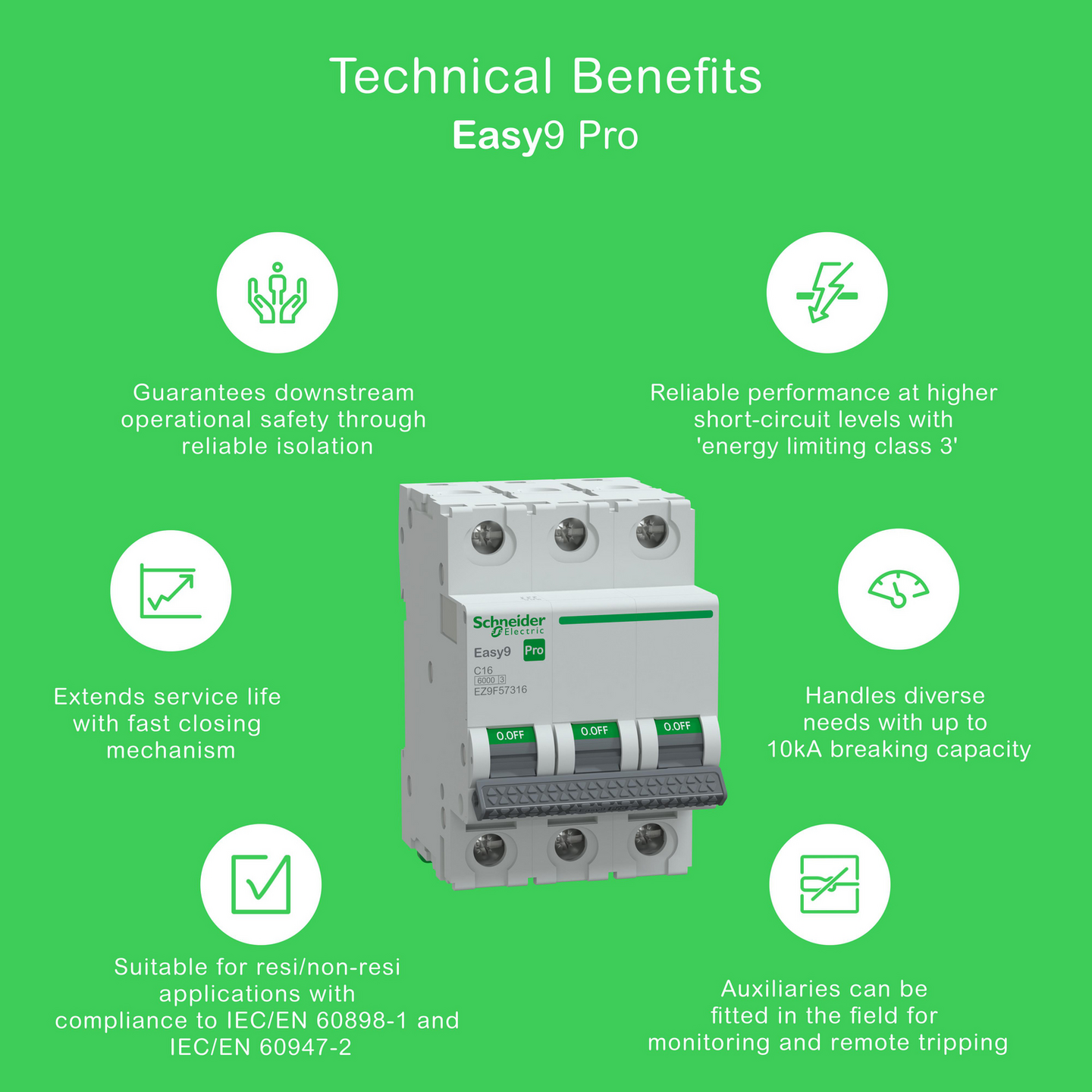 Johdonsuojakatkaisija Schneider Electric Easy9 MCB 3c16 6kA