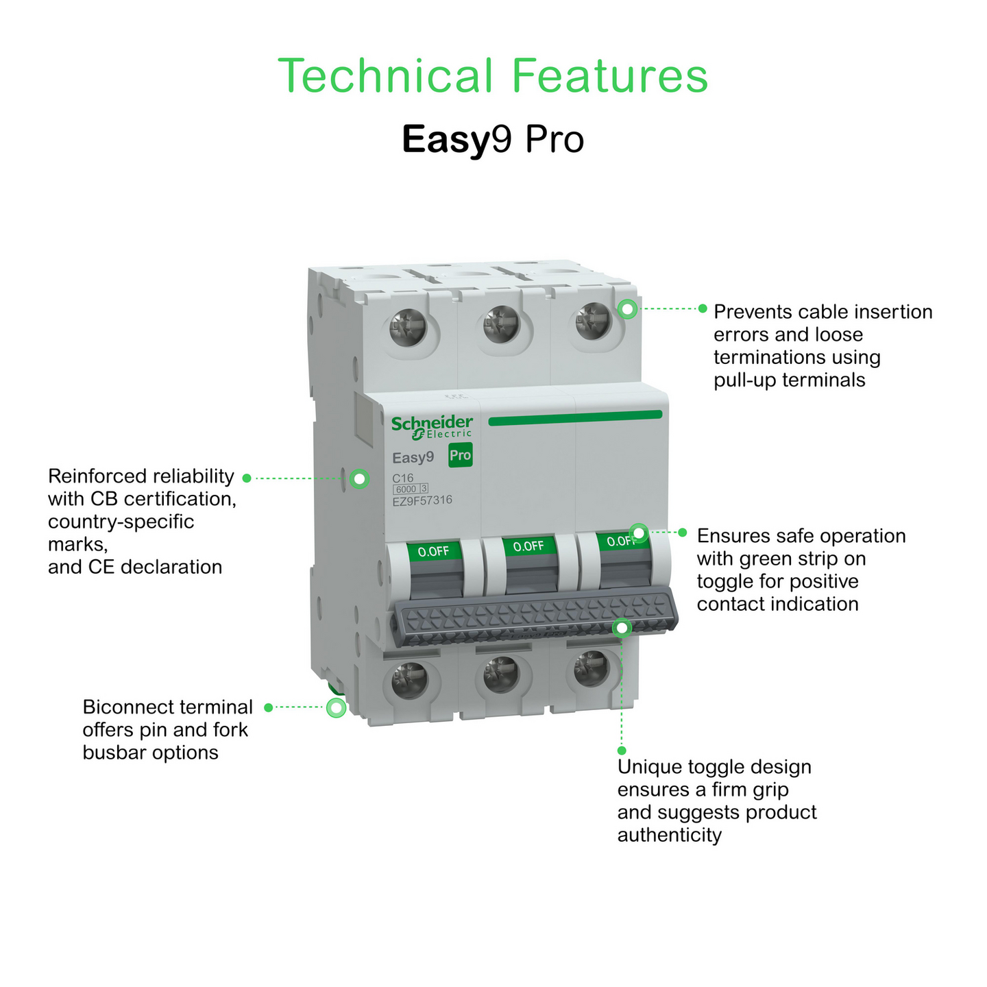 Johdonsuojakatkaisija Schneider Electric Easy9 MCB 3c16 6kA