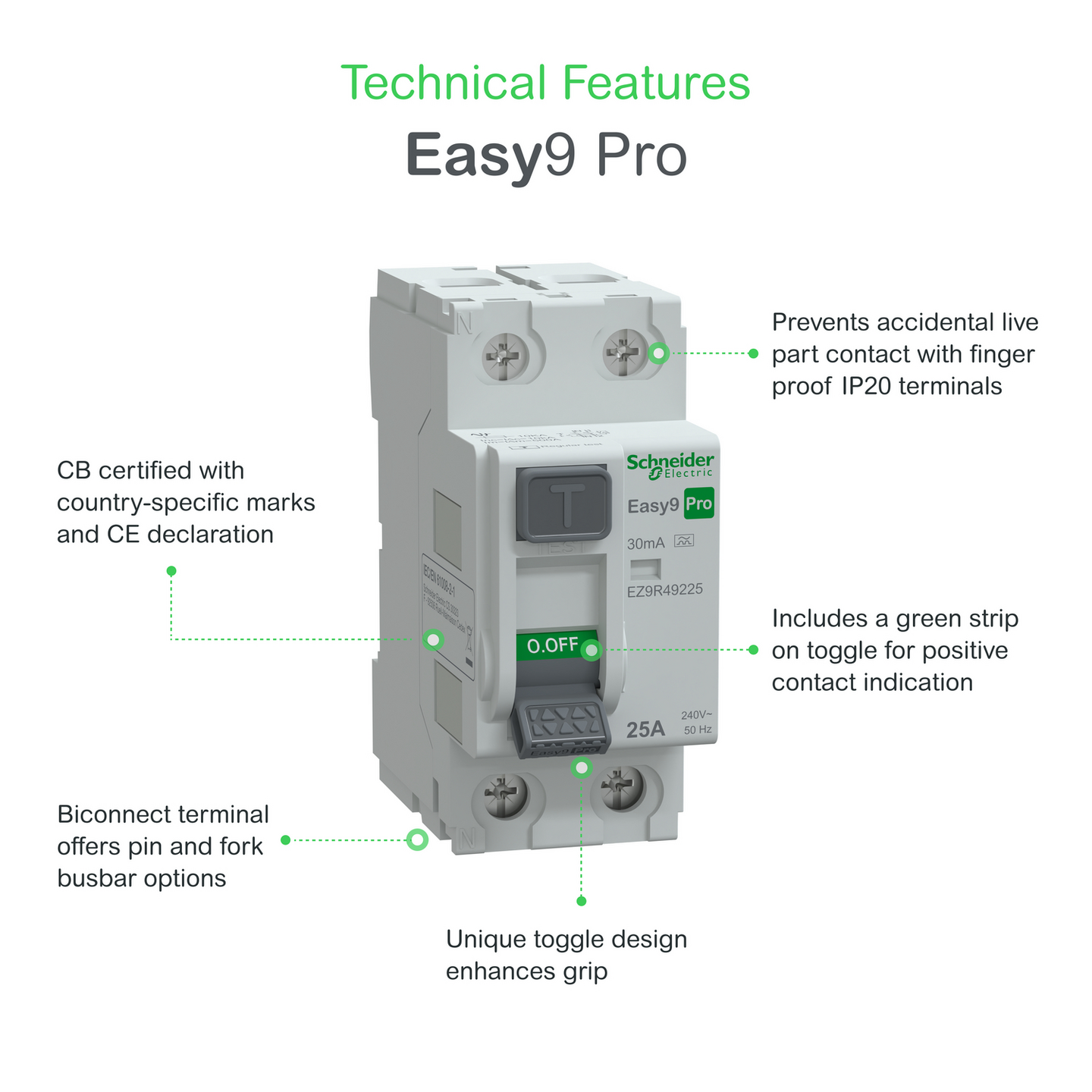 Vikavirtasuojakytki Schneider Electric Easy9 RCCB 2p 25a 30mA A