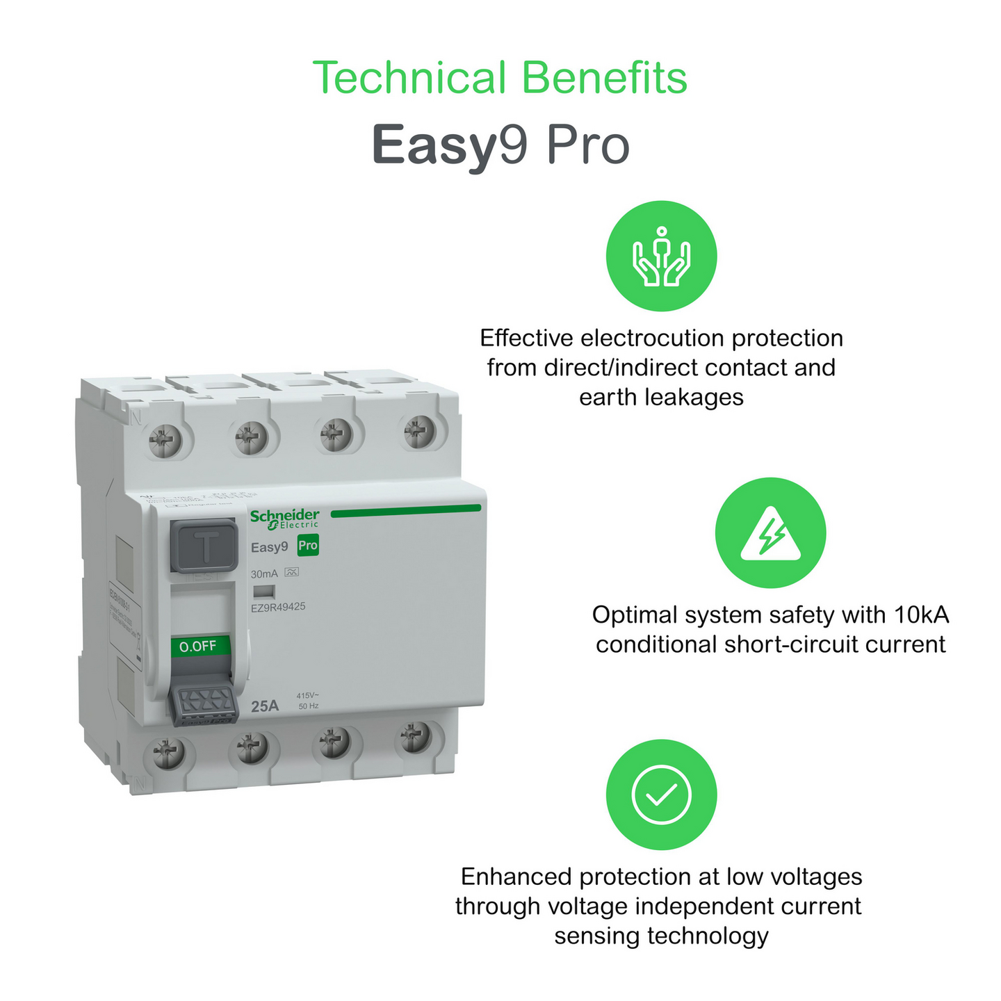 Vikavirtasuojakytkin Schneider Electric Easy9 RCCB 4p 25a 30mA A