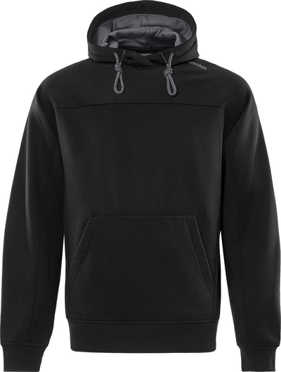 SWEATSHIRT FRISTADS 7551 GSM MED HUVA S, SVART/GRÅ