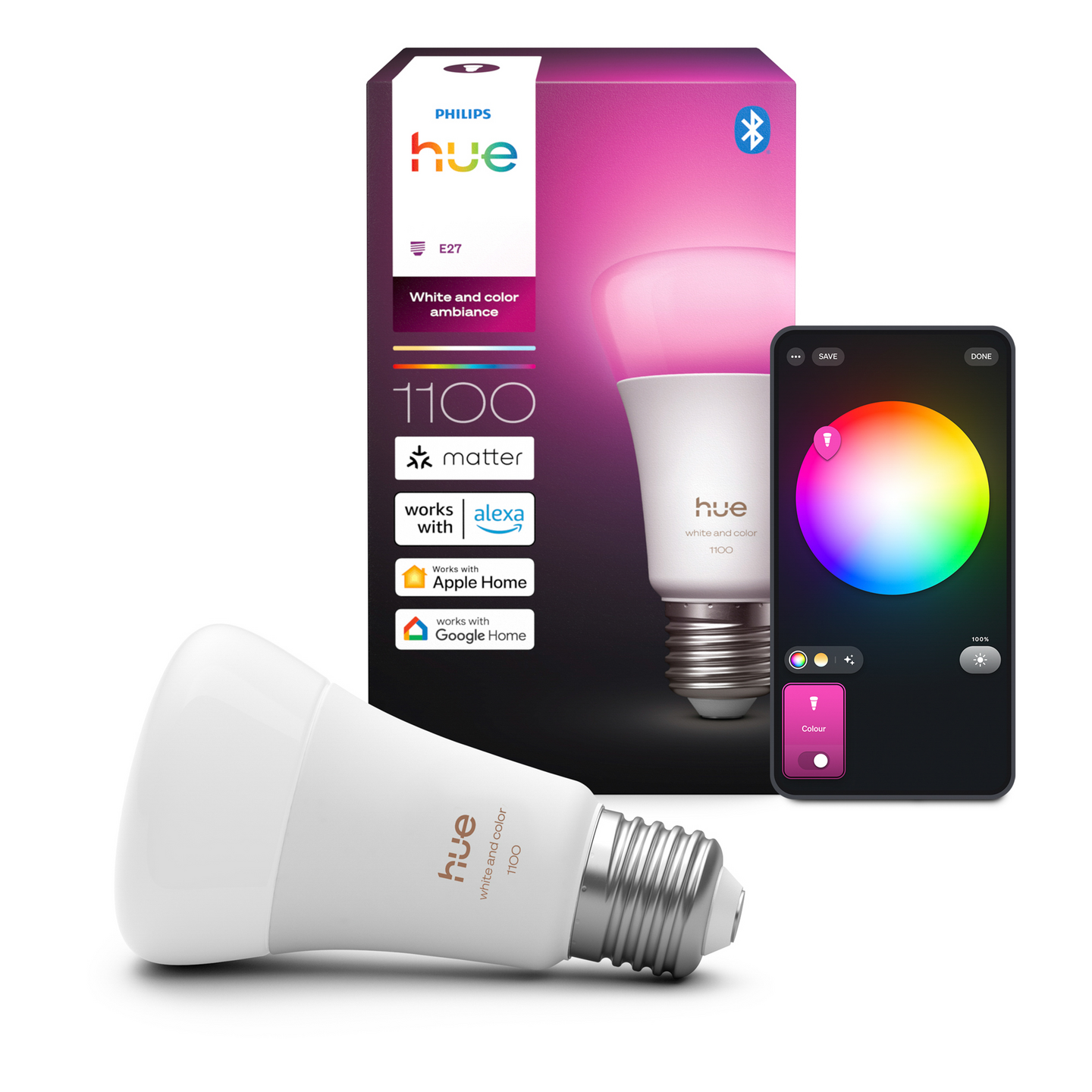 Led-lamppu PHILIPS HUE White and Color Ambiance 1100lm 8.1W 1000-20000K E27