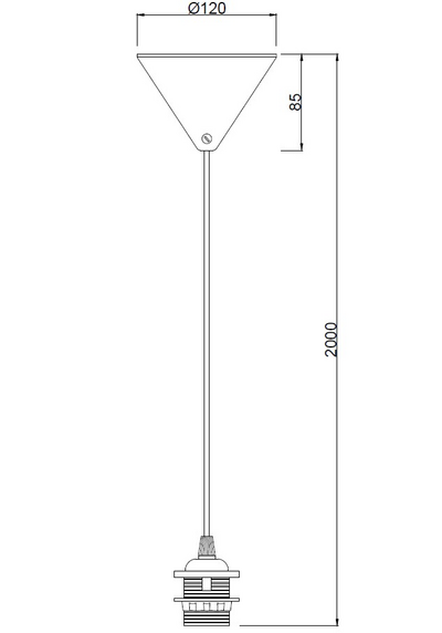 Valaisinripustusjohto TRIO Sala E27 2m valkoinen muovijohdolla