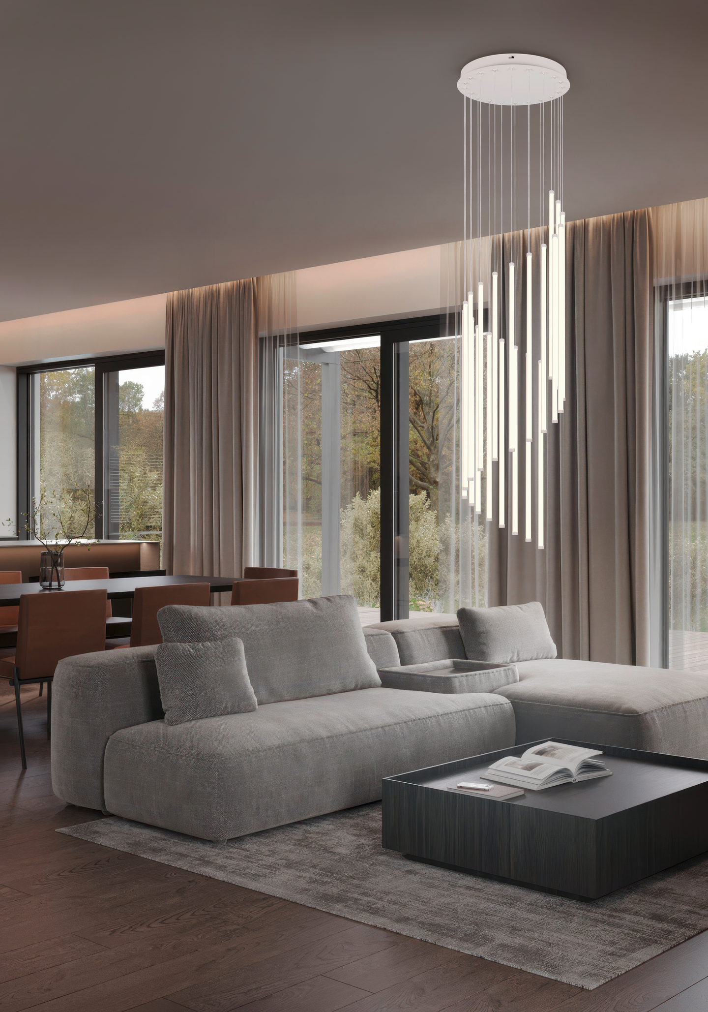 Riippuvalaisin TRIO Baxter led 70W 8300lm lämmin harmaa