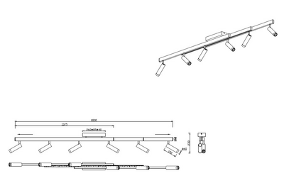 Spottivalaisin TRIO Zeno 6xled 5,5W 650lm + led 18W 220LM 6-os harjattu alumiini